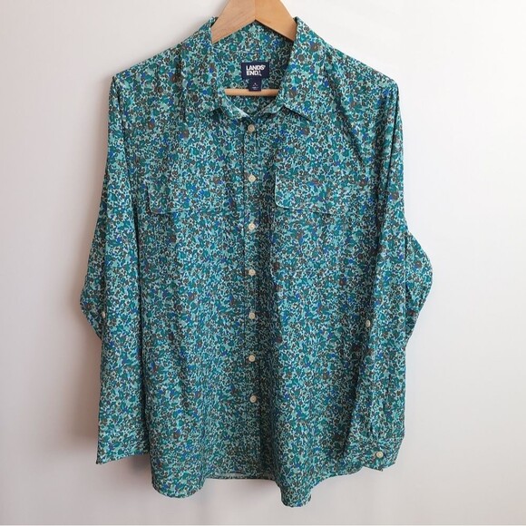 Lands End 365 Long Sleeve Tunic Top Roll Tab Sleeves Moisture Wicking - Picture 2 of 13